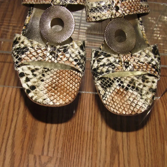 ANNE KLEIN Hinda Black Reptile Print Mules 9.5M - Picture 4 of 7